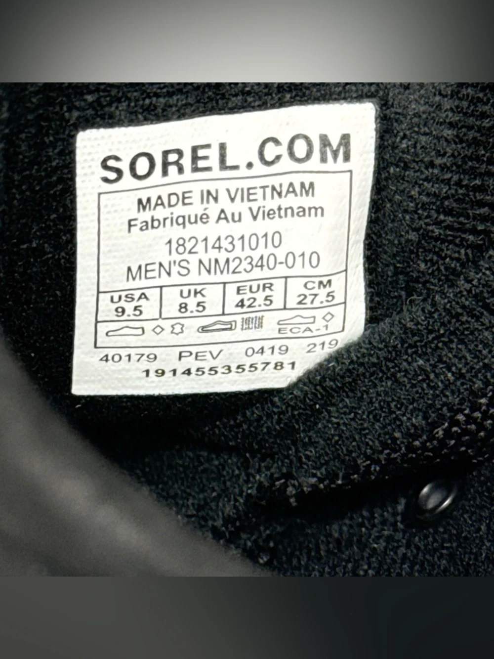 Sorel Cheyanne II Short Nylon Black Men’s Boot 9 1/2